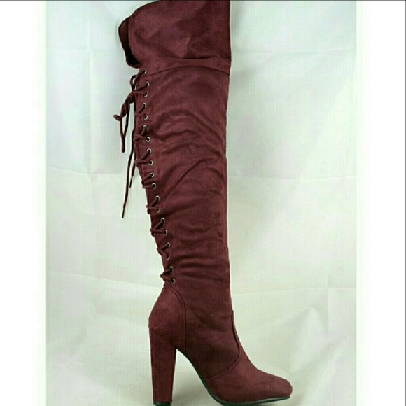Shoes - Lace Up Back Over the Knees Boots